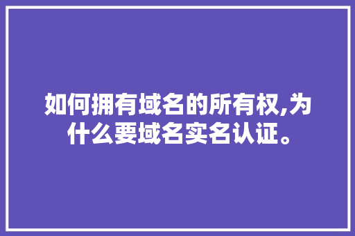 如何拥有域名的所有权,为什么要域名实名认证。 如何拥有域名的所有权,为什么要域名实名认证。 网站建设公司