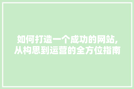 如何打造一个成功的网站,从构思到运营的全方位指南