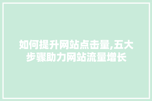如何提升网站点击量,五大步骤助力网站流量增长 如何提升网站点击量,五大步骤助力网站流量增长 SEO关键词