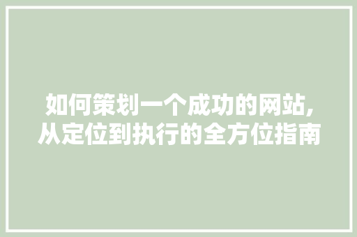 如何策划一个成功的网站,从定位到执行的全方位指南 如何策划一个成功的网站,从定位到执行的全方位指南 SEO关键词