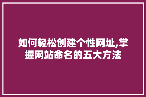 如何轻松创建个性网址,掌握网站命名的五大方法 如何轻松创建个性网址,掌握网站命名的五大方法 网站建设公司