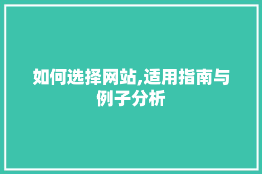 如何选择网站,适用指南与例子分析 如何选择网站,适用指南与例子分析 必应SEO