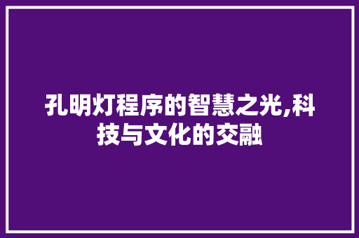 孔明灯程序的智慧之光,科技与文化的交融 孔明灯程序的智慧之光,科技与文化的交融 网站建设公司