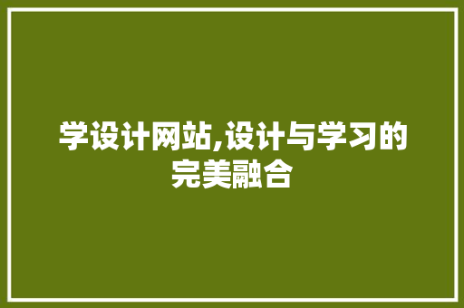 学设计网站,设计与学习的完美融合 网站建设公司
