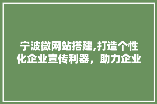 宁波微网站搭建,打造个性化企业宣传利器，助力企业腾飞