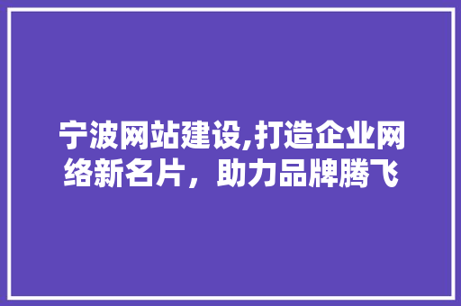 宁波网站建设,打造企业网络新名片，助力品牌腾飞
