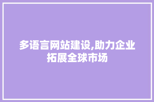 多语言网站建设,助力企业拓展全球市场