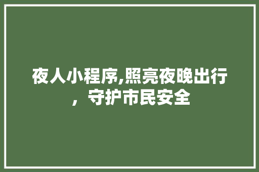 夜人小程序,照亮夜晚出行，守护市民安全 夜人小程序,照亮夜晚出行，守护市民安全 必应SEO