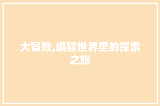 大冒险,编程世界里的探索之旅