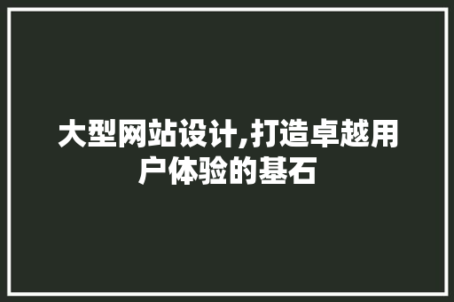 大型网站设计,打造卓越用户体验的基石