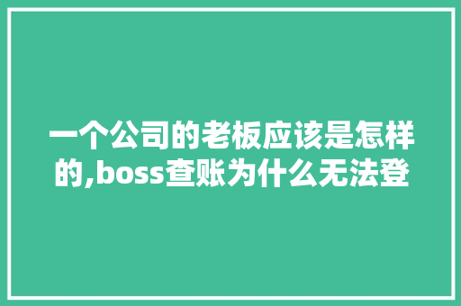 一个公司的老板应该是怎样的,boss查账为什么无法登录账号。