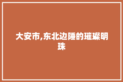 大安市,东北边陲的璀璨明珠