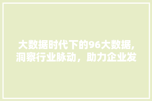 大数据时代下的96大数据,洞察行业脉动，助力企业发展