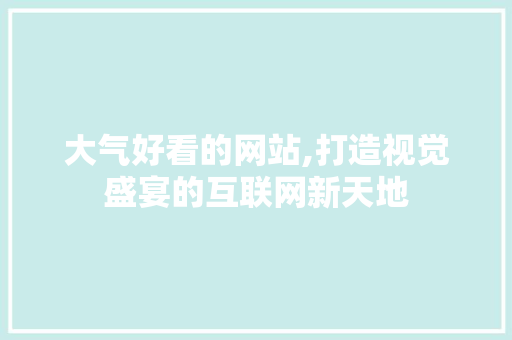大气好看的网站,打造视觉盛宴的互联网新天地
