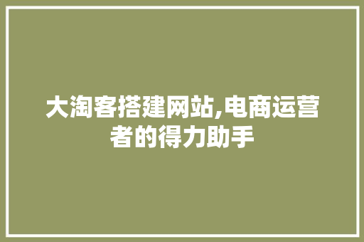 大淘客搭建网站,电商运营者的得力助手