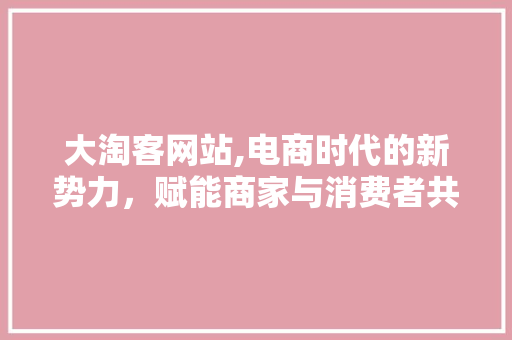 大淘客网站,电商时代的新势力，赋能商家与消费者共赢