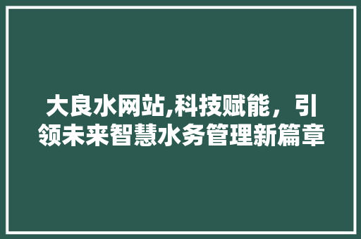大良水网站,科技赋能，引领未来智慧水务管理新篇章