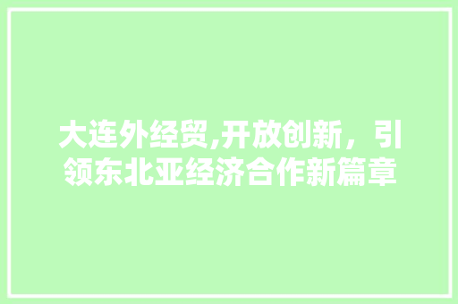 大连外经贸,开放创新，引领东北亚经济合作新篇章