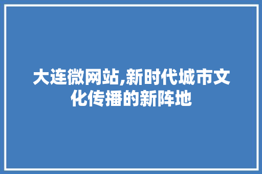 大连微网站,新时代城市文化传播的新阵地