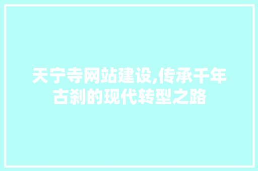 天宁寺网站建设,传承千年古刹的现代转型之路 天宁寺网站建设,传承千年古刹的现代转型之路 网站建设公司