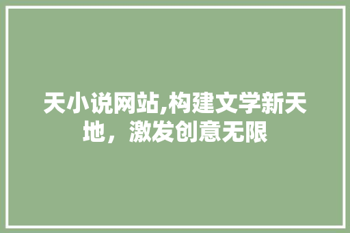 天小说网站,构建文学新天地，激发创意无限