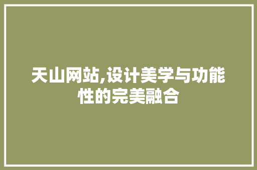 天山网站,设计美学与功能性的完美融合 天山网站,设计美学与功能性的完美融合 网站建设公司