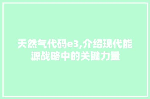 天然气代码e3,介绍现代能源战略中的关键力量 天然气代码e3,介绍现代能源战略中的关键力量 网站建设公司