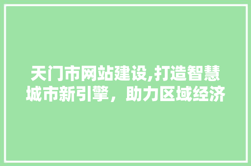 天门市网站建设,打造智慧城市新引擎，助力区域经济发展