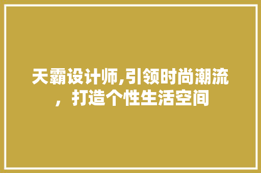 天霸设计师,引领时尚潮流，打造个性生活空间