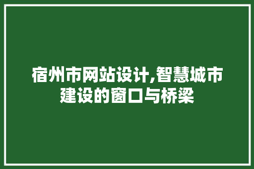 宿州市网站设计,智慧城市建设的窗口与桥梁 宿州市网站设计,智慧城市建设的窗口与桥梁 神马SEO