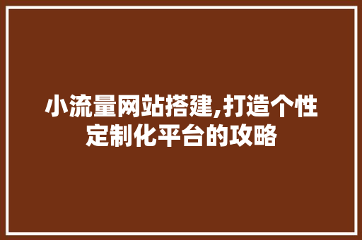 小流量网站搭建,打造个性定制化平台的攻略