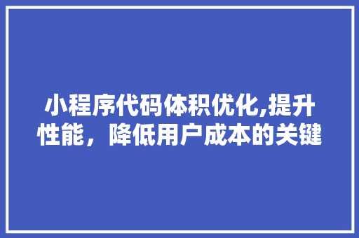 小程序代码体积优化,提升性能，降低用户成本的关键步骤 小程序代码体积优化,提升性能，降低用户成本的关键步骤 必应SEO
