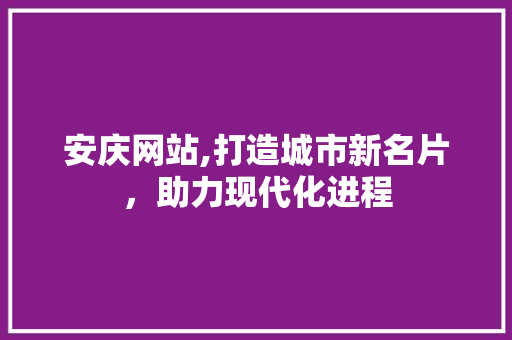安庆网站,打造城市新名片，助力现代化进程