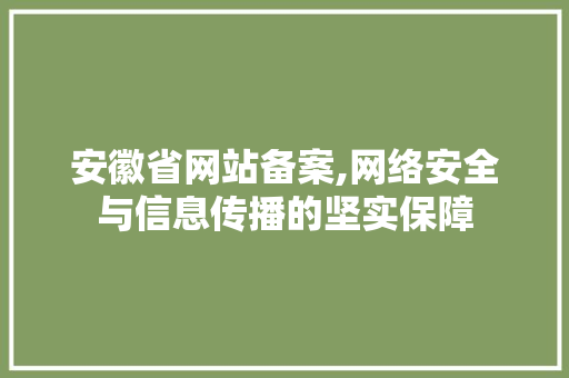安徽省网站备案,网络安全与信息传播的坚实保障