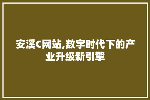 安溪C网站,数字时代下的产业升级新引擎