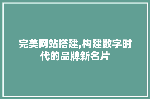 完美网站搭建,构建数字时代的品牌新名片 完美网站搭建,构建数字时代的品牌新名片 搜狗SEO