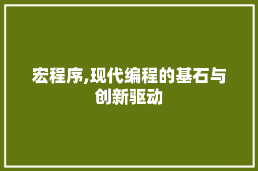 宏程序,现代编程的基石与创新驱动 宏程序,现代编程的基石与创新驱动 百度SEO