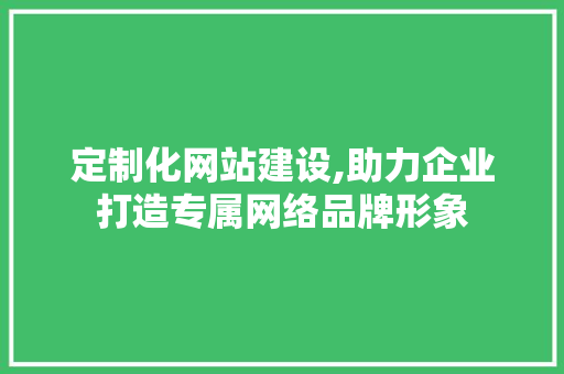 定制化网站建设,助力企业打造专属网络品牌形象 定制化网站建设,助力企业打造专属网络品牌形象 神马SEO