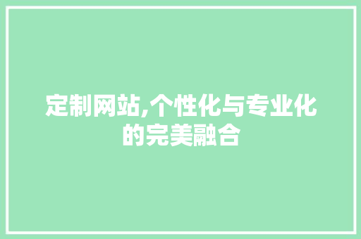 定制网站,个性化与专业化的完美融合