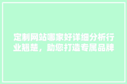 定制网站哪家好详细分析行业翘楚，助您打造专属品牌形象