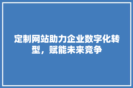 定制网站助力企业数字化转型，赋能未来竞争 定制网站助力企业数字化转型，赋能未来竞争 神马SEO