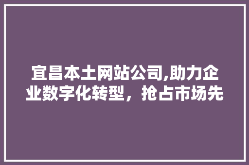 宜昌本土网站公司,助力企业数字化转型，抢占市场先机 宜昌本土网站公司,助力企业数字化转型，抢占市场先机 SEO关键词