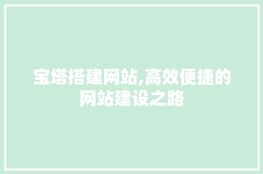 宝塔搭建网站,高效便捷的网站建设之路