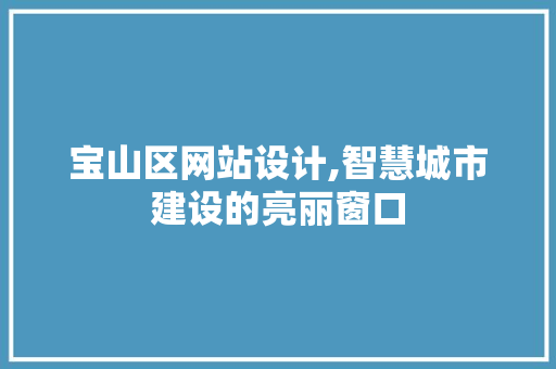 宝山区网站设计,智慧城市建设的亮丽窗口