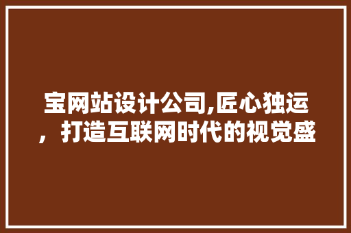 宝网站设计公司,匠心独运，打造互联网时代的视觉盛宴