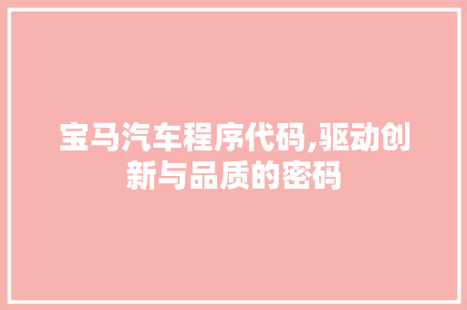 宝马汽车程序代码,驱动创新与品质的密码