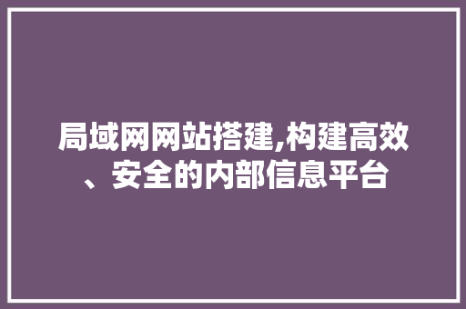 局域网网站搭建,构建高效、安全的内部信息平台 局域网网站搭建,构建高效、安全的内部信息平台 SEO关键词
