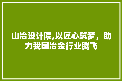 山冶设计院,以匠心筑梦，助力我国冶金行业腾飞 山冶设计院,以匠心筑梦，助力我国冶金行业腾飞 神马SEO
