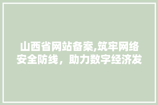 山西省网站备案,筑牢网络安全防线，助力数字经济发展