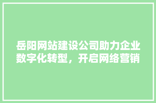 岳阳网站建设公司助力企业数字化转型，开启网络营销新篇章 岳阳网站建设公司助力企业数字化转型，开启网络营销新篇章 网站建设公司